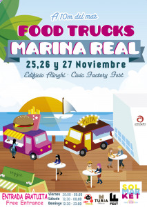 El evento de food trucks Solmarket Marina se celebra dentro de la Base del Alinghi en la Marina Real Juan Carlos I de Valencia